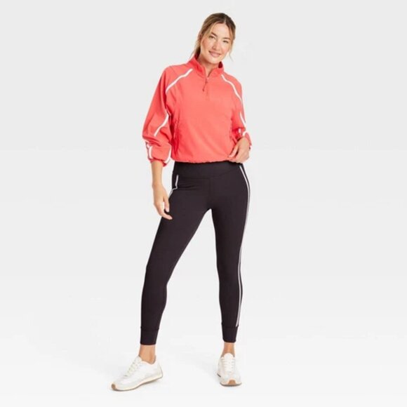 NEW JoyLab™ Women's Woven Piped 1/2 Zip Windbreaker Coral Rose Small - Picture 3 of 8